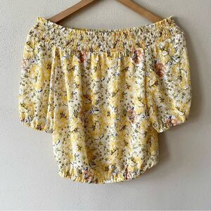Joie Yellow Floral Off-Shoulder Blouse